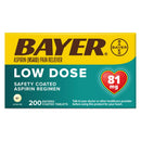 Bayer Low Dose Safety Coated Aspirin 81 mg Tablets (Bottle of 200)