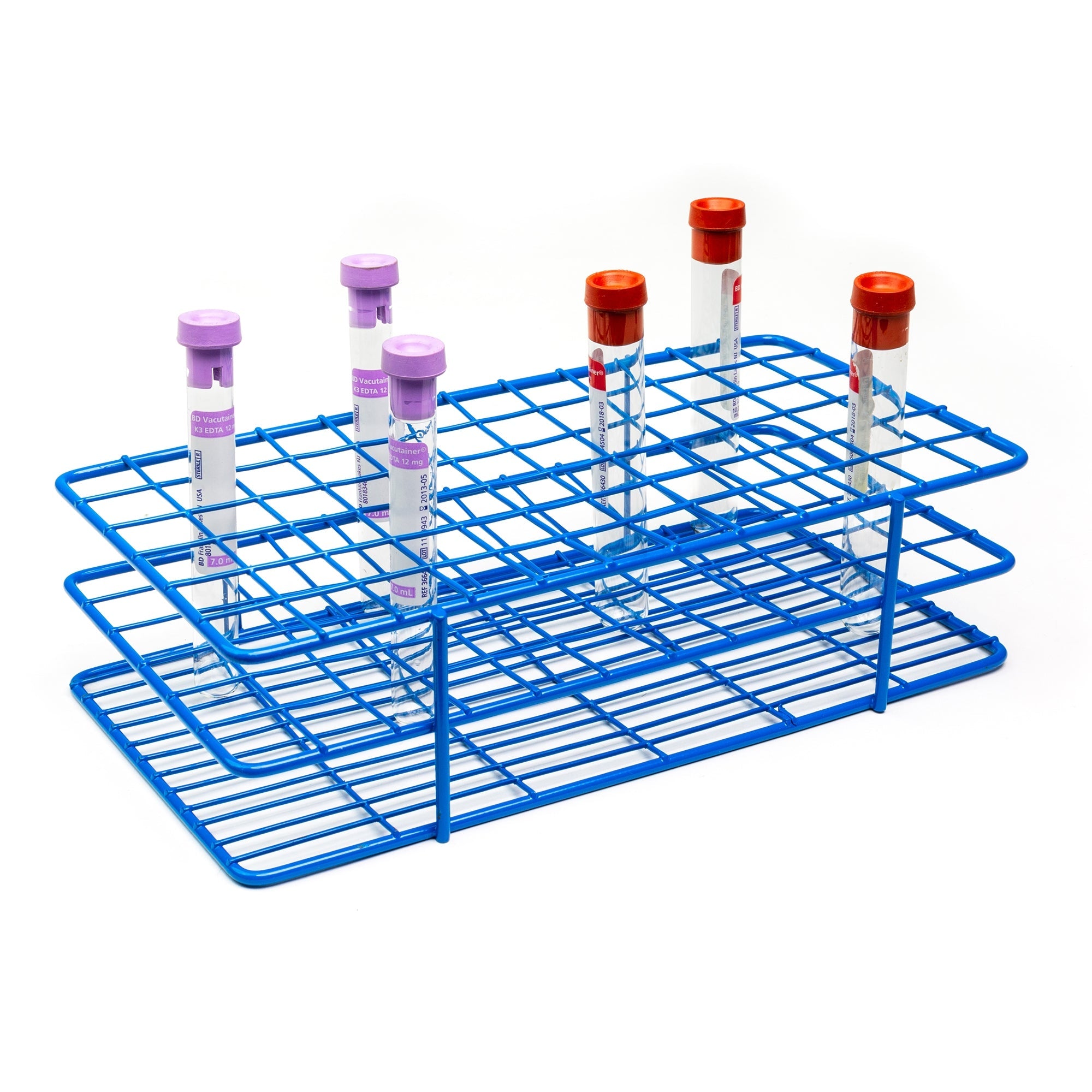 Heathrow Scientific LLC Wire Rack Test Tube Rack 72 Place 13 to 16 mm Tube Size Blue 2-1/2 X 5 X 9-1/3 Inch 
