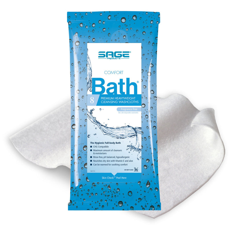 Comfort Bath Unscented Cleansing Rinse-Free Bath Wipe (Case of 44 Packs)