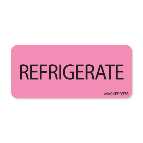Pre-Printed Label MedVision Auxiliary Label Pink Paper REFRIGERATE Black Temperature Control 1 X 2-1/4 Inch (Each)