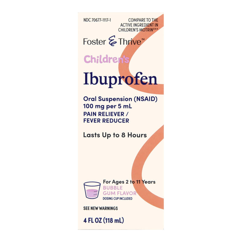 Foster & Thrive Ibuprofen Children's Pain Relief, Bubblegum Flavor (Bottle)