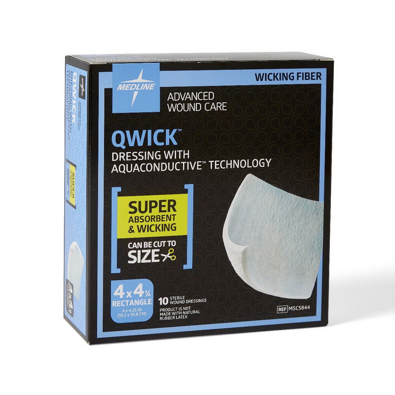 Super Absorbent Dressing Qwick Square 4 X 4-1/2 Inch Without Border Sterile (Case of 50)