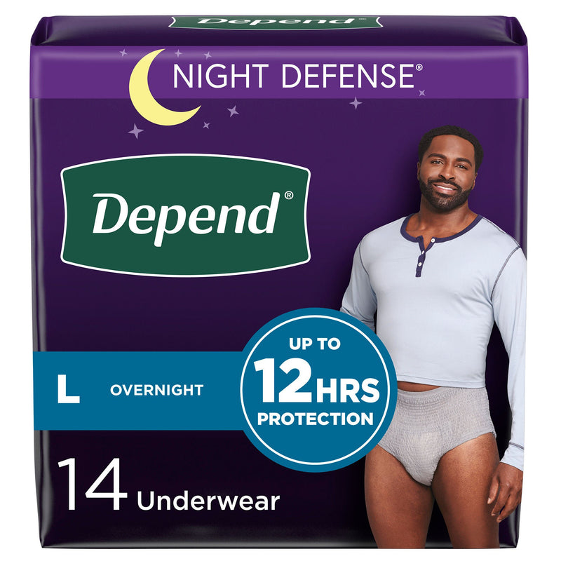 Depend Night Defense Absorbent Underwear for Men, Large (14/PK)