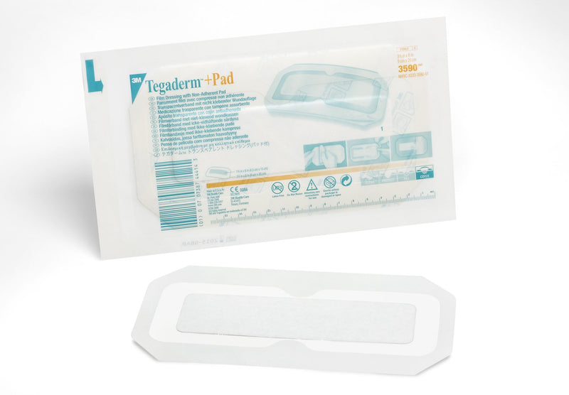 Solventum Corporation 3M Tegaderm Transparent Film Dressing with Pad, 3-1/2 x 8 Inch (100/CS)