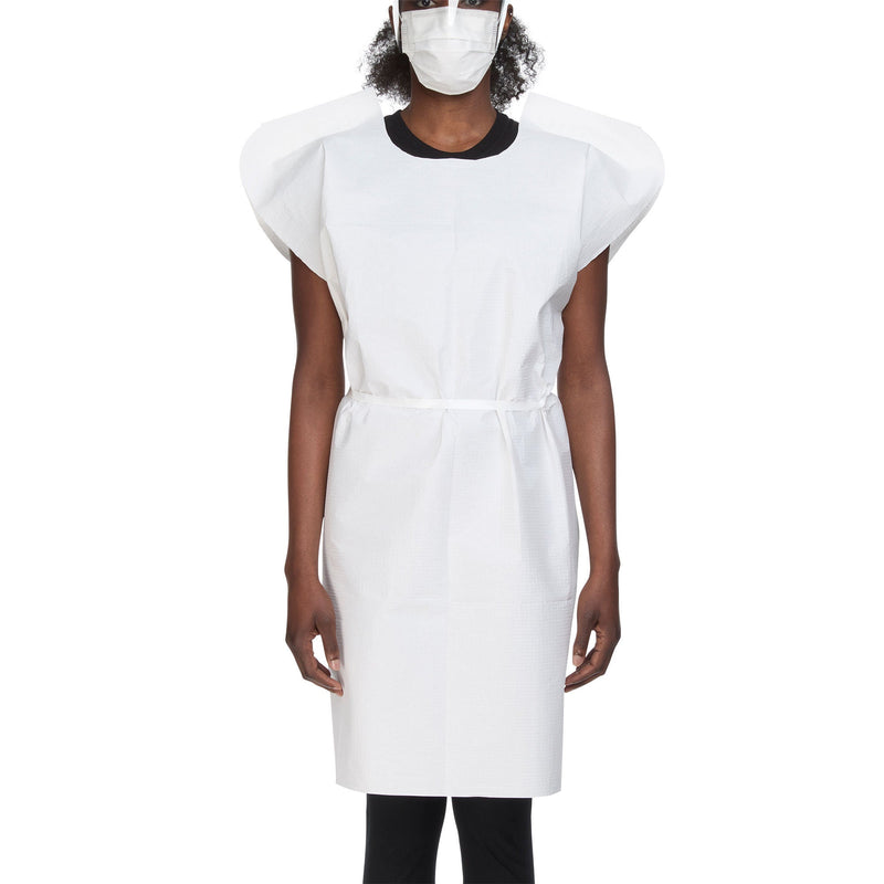 McKesson Patient Exam Gown, One Size Fits Most, White (Case of 50)