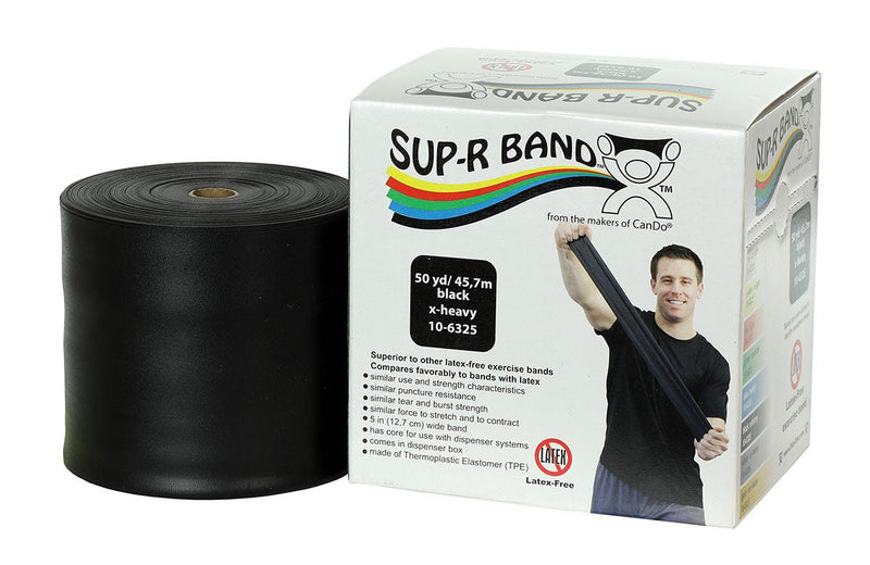 Sup-R Band Exercise Extra-Heavy Resistance Band, Black, 5 Inch x 50 Yard (Each)