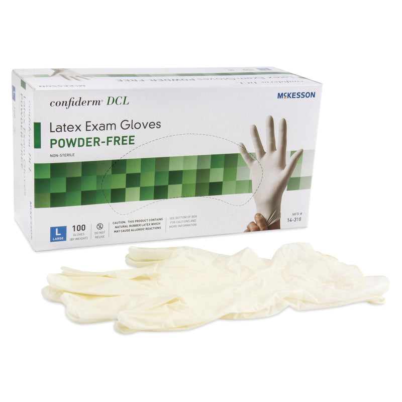 McKesson Confiderm Latex Exam Glove, Large, Ivory (Case of 1000)