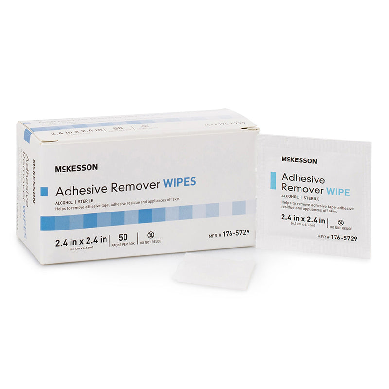 McKesson Adhesive Remover, 2-2/5 x 2-2/5 Inch Wipe (Case of 50 Boxes)
