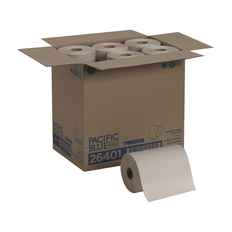 Pacific Blue Basic Brown Paper Towel, 7-7/8 Inch x 350 Foot, 12 Rolls per Case (12/CS) 