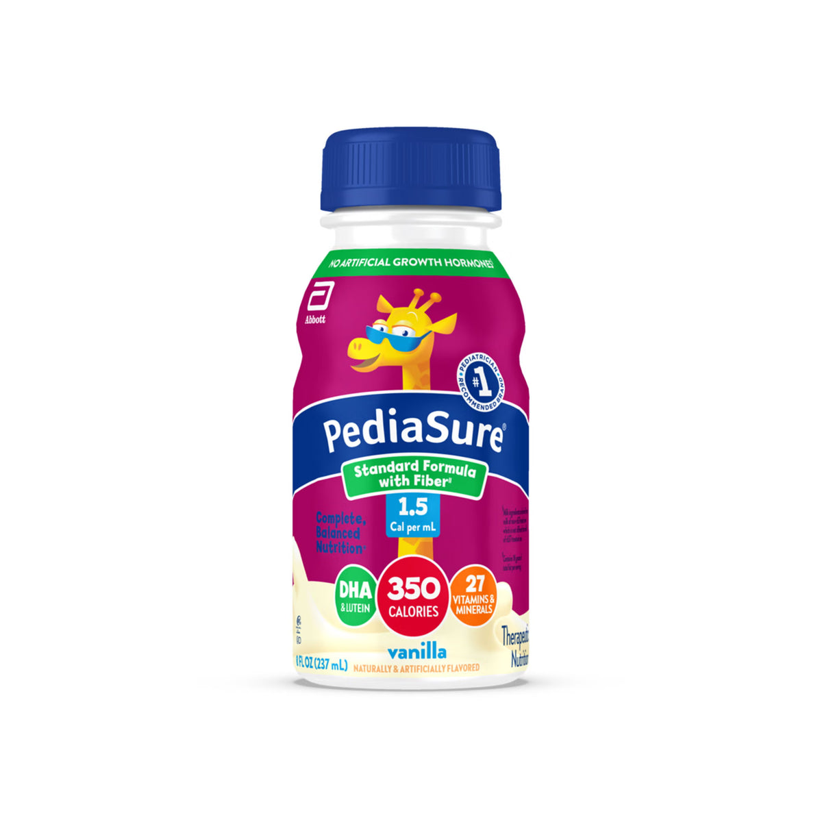 Pediatric Tube Feeding Formula PediaSure Standard Formula with Fiber 1.5 Cal Vanilla 8 oz. Bottle Liquid Fiber (Case of 24)