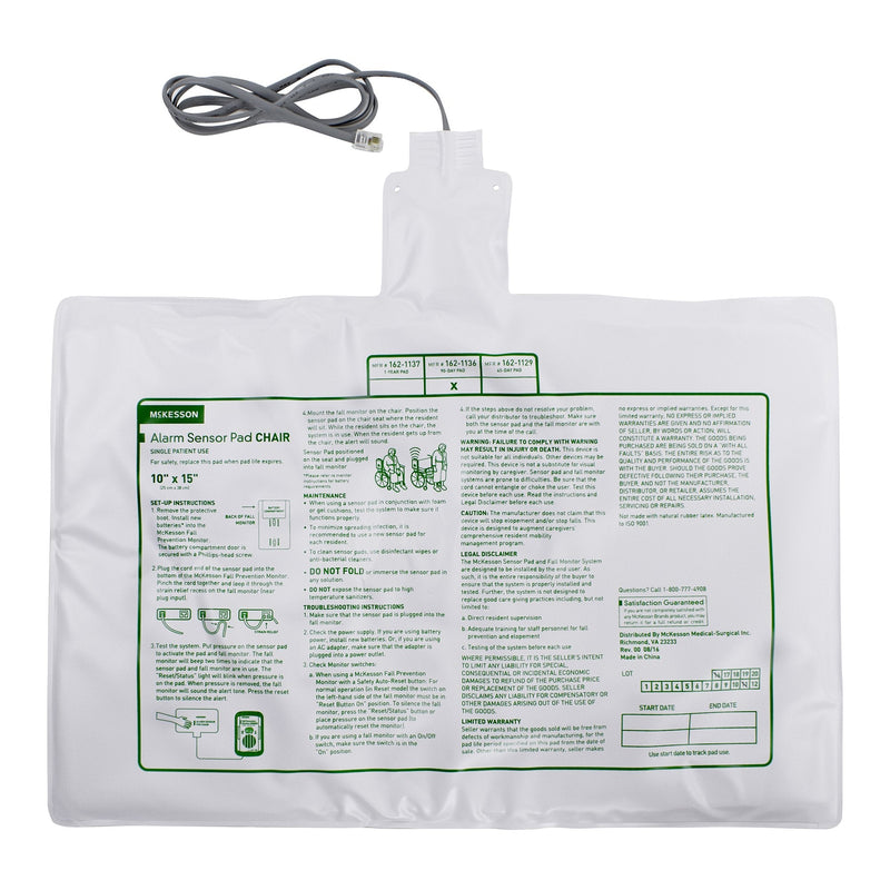 McKesson Brand McKesson Chair Alarm Sensor Pad, 10 x 15 Inch (50/CS) 