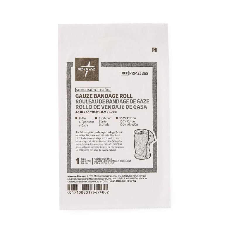 Caring Sterile Fluff Bandage Roll, 4-1/2 Inch x 4-1/10 Yard, 6-Ply (Case of 100)
