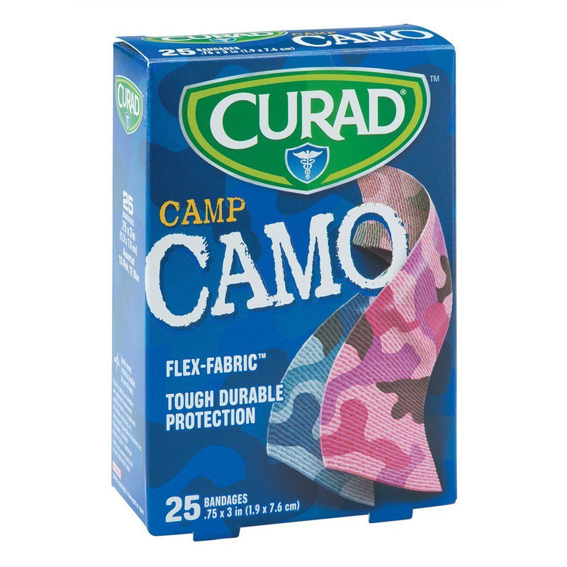 Adhesive Strip Curad Fabric Kid Design (Blue / Pink Camo) 3/4 X 3 Inch Sterile (25/BX) 