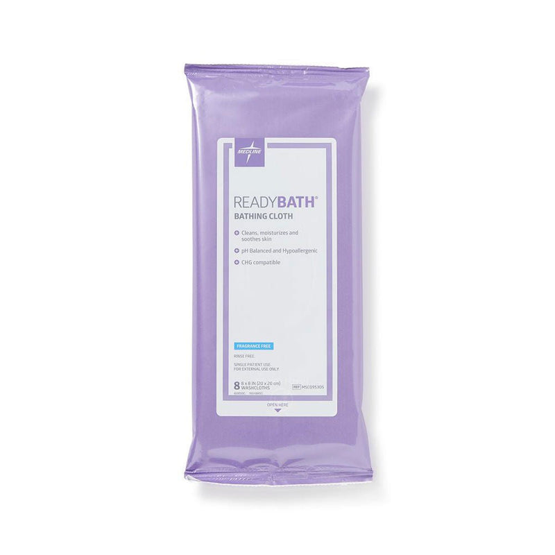 Rinse-Free Bath Wipe ReadyBath Soft Pack Unscented 8 Count (Case of 30 Packs)
