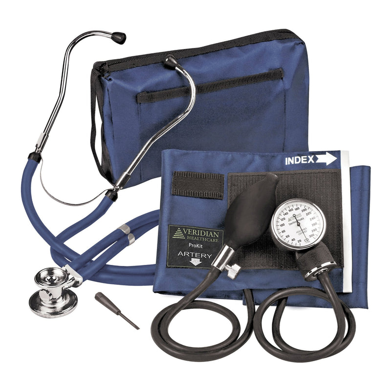 Sterling Series ProKit Aneroid Sphygmomanometer with Stethoscope, Dark Blue (20/CS) 