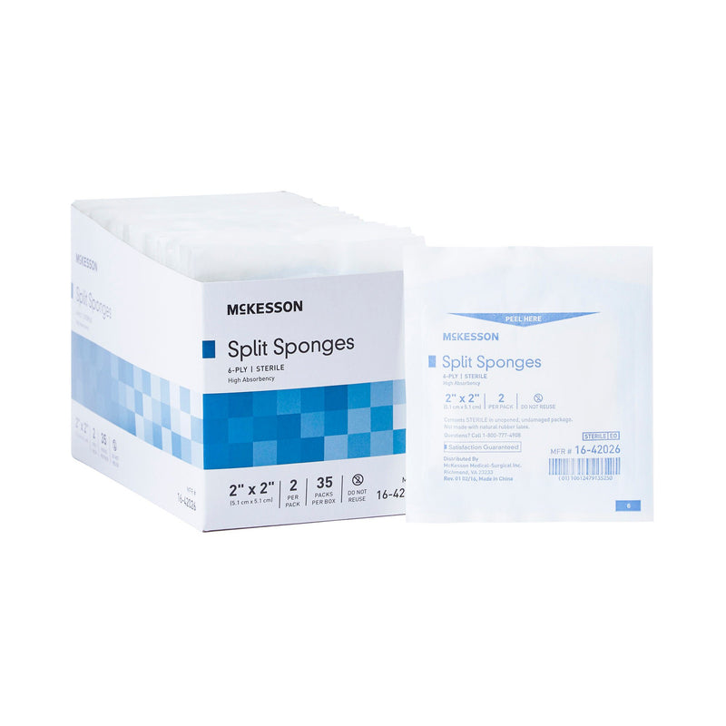 McKesson IV/Drain Split Dressing, 2 x 2 Inch, Six Ply (Case of 700)