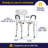 drive Shower Chair with Back and Removable Padded Arms 