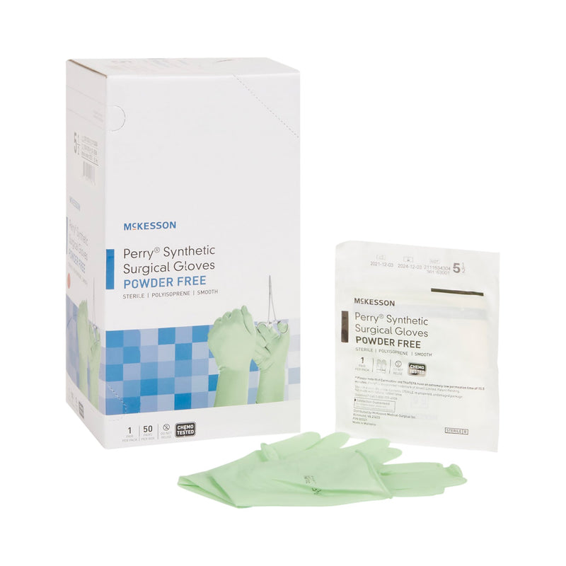 McKesson Perry Performance Plus Polyisoprene Surgical Glove, Size 5.5, Green (Case of 4 Boxes)