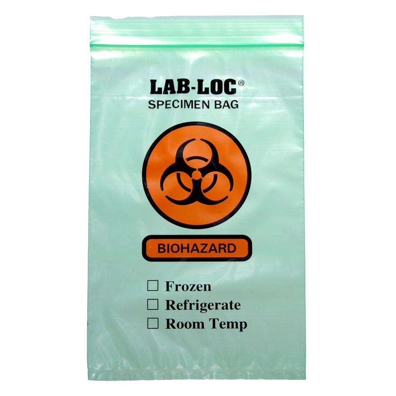 Lab-Loc Specimen Transport Bag, Document Pouch, Zip Close, Green Tinted, 6 x 9" (Case of 1000)
