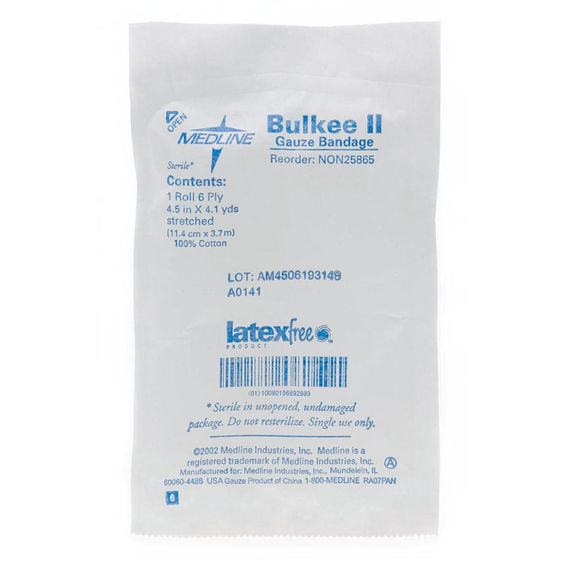 Bulkee II Sterile Fluff Bandage Roll, 4-1/2 Inch x 4-1/10 Yard, 6-Ply (Case of 100)