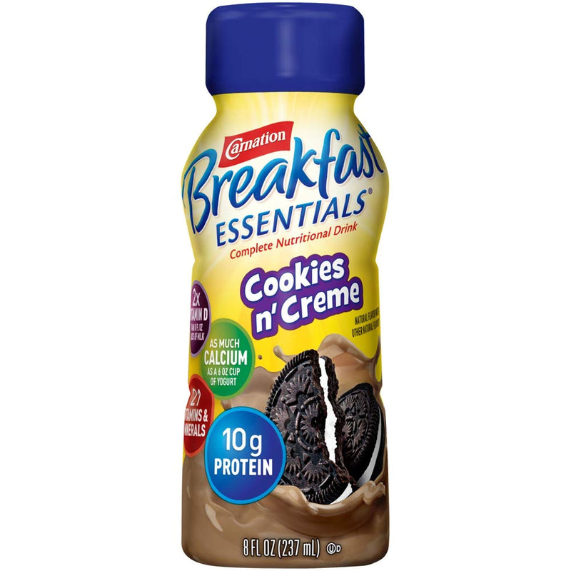 Carnation Breakfast Essentials Cookies N Crème Nutritional Drink, 8-oz. bottle (24/CS) 