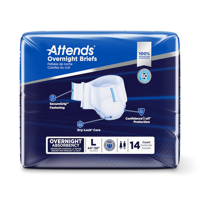 Attends Briefs with Overnight Protection, Large (14/BG)