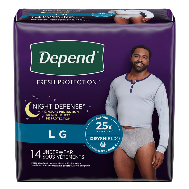 Depend Night Defense Absorbent Underwear for Men, Large (Case of 56)