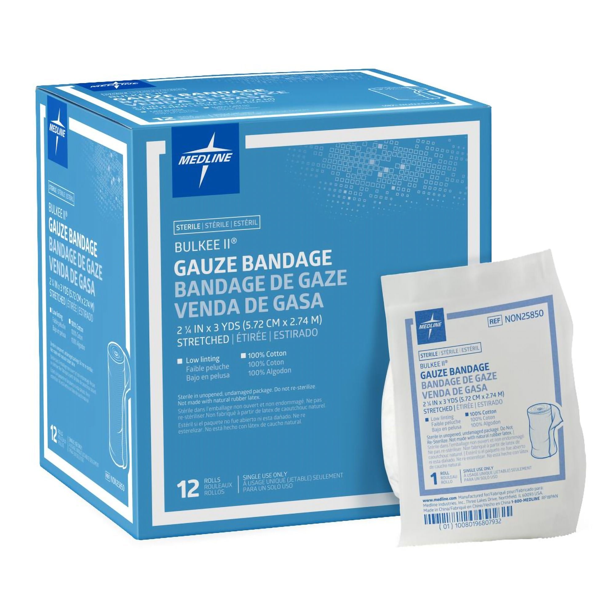 Bulkee II Six-Ply Gauze Bandage, 2.25 Inch x 3 Yard (Case of 96)