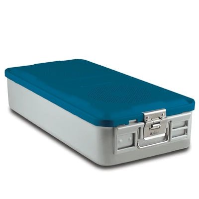 SklarLite Sterilization Container - Full-Size, Safe Lid, Non-Perforated Bottom, 23" x 11" x 5", Blue - 10-4078