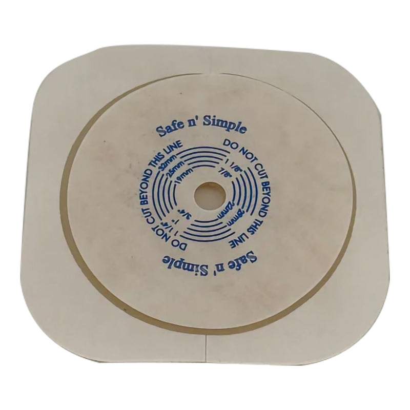 Ostomy Barrier Trim to Fit, Extended Wear Adhesive Tape Collar 45 mm Flange Up to 1-1/4 Inch Opening 4-1/2 X 4-1/2 Inch (5/BX)
