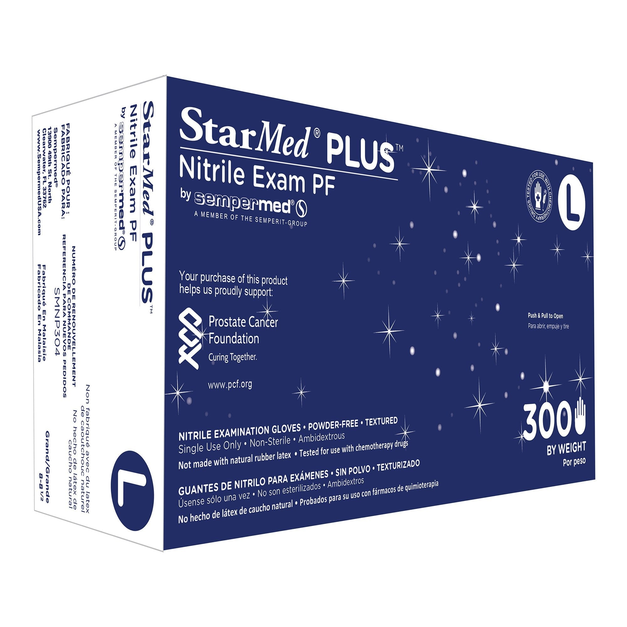 Harps USA Inc StarMed Plus Nitrile Exam Glove, Large, Blue (3000/CS) 