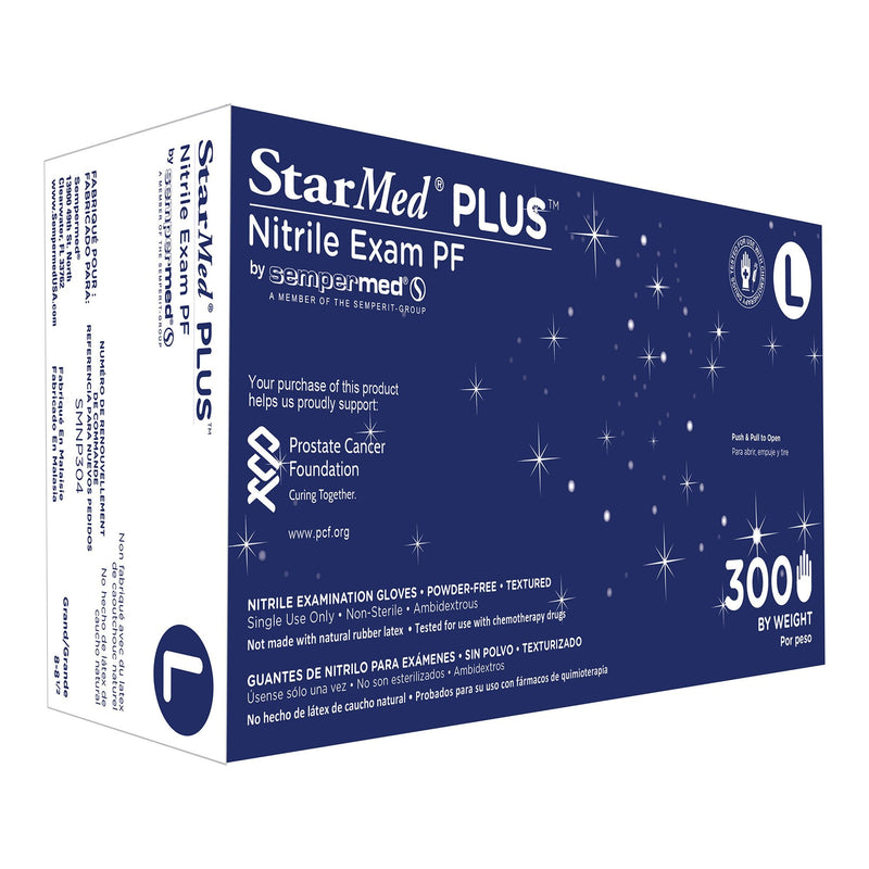 Harps USA Inc StarMed Plus Nitrile Exam Glove, Large, Blue (3000/CS) 