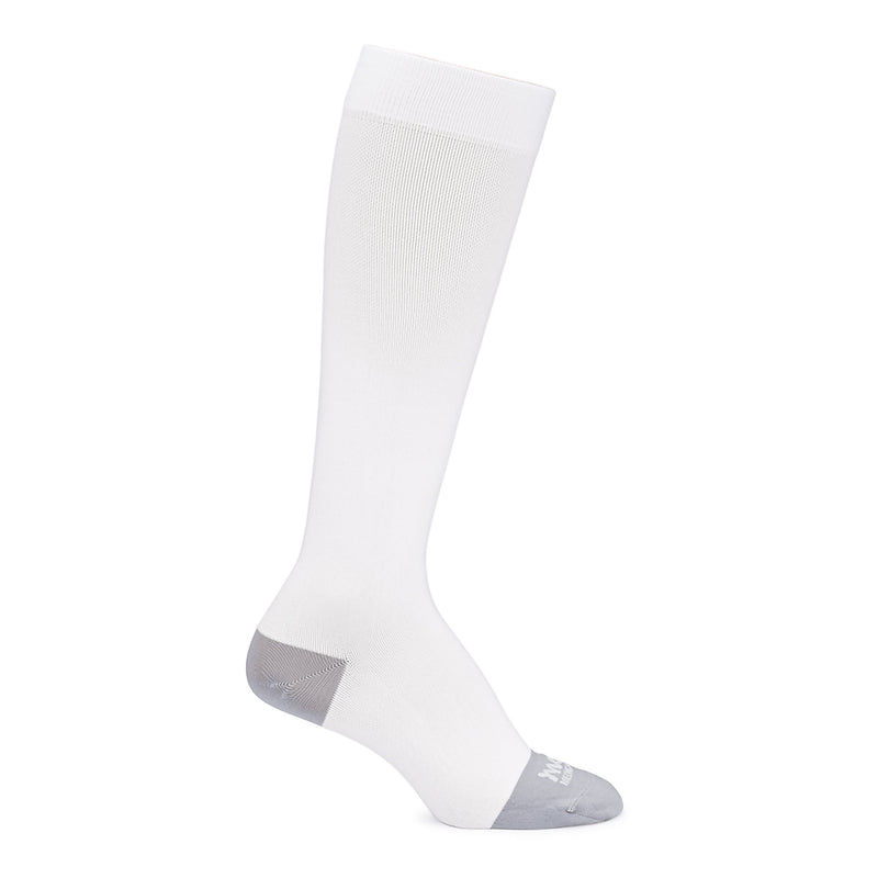 Maternity Compression Socks Motif Medical Knee High Large White / Gray Closed Toe (Pair)