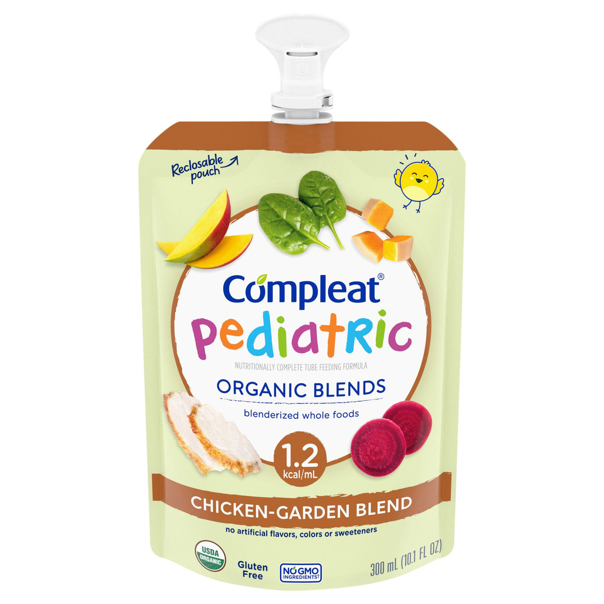 Pediatric Tube Feeding Formula Compleat Organic Blends Chicken / Vegetable Flavor 10.1 oz. Pouch Liquid Plant-Based (Case of 24)