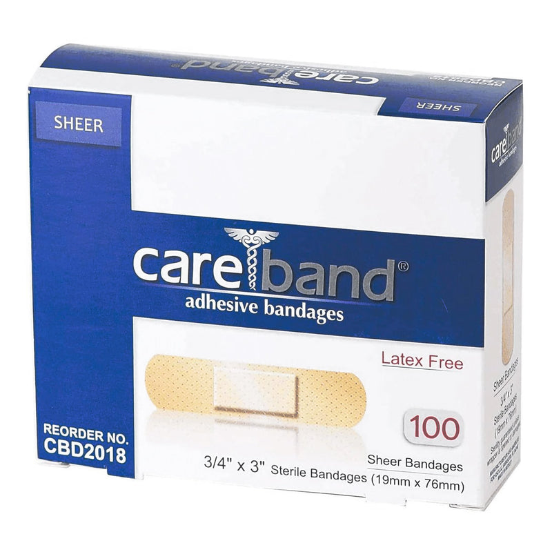 Careband Sheer Adhesive Strip, 3/4 x 3 Inch (Case of 1200)