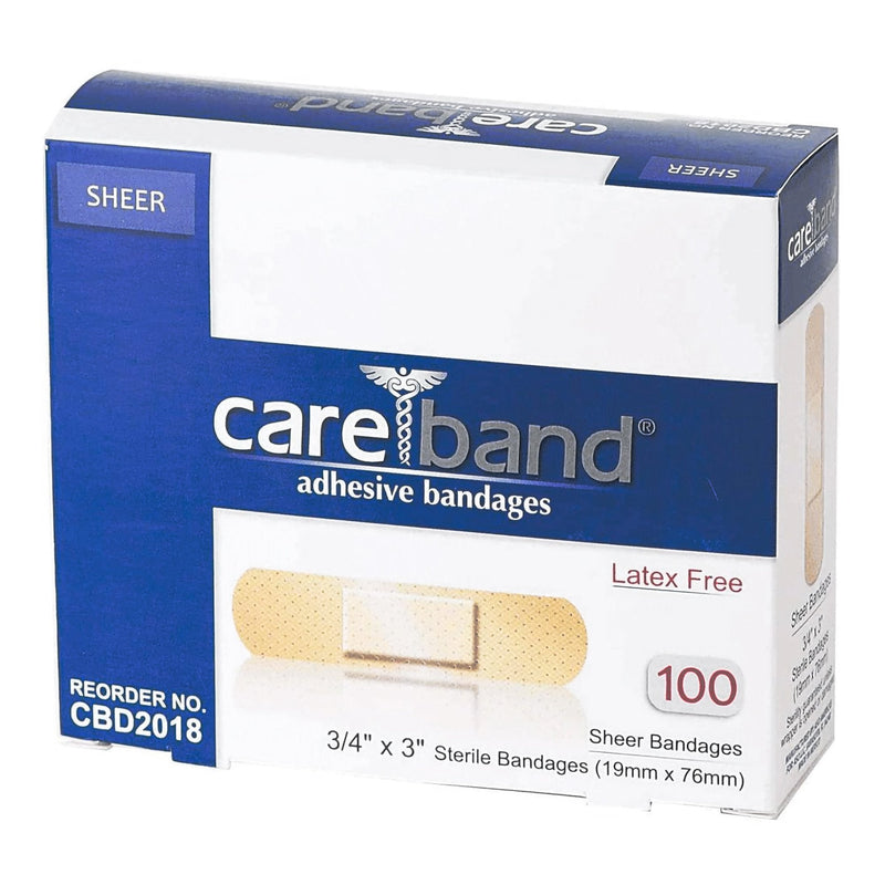 ASO LLC Careband Sheer Adhesive Strip, 3/4 x 3 Inch (1200/CS) 