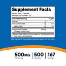 Nutricost Dietary Supplement nutricost Psyllium Husk 500 mg Strength Capsule 500 Per Bottle (12/CS) 