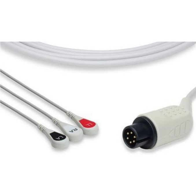 AAMI One Piece ECG Cable - 3 Leads Snap
