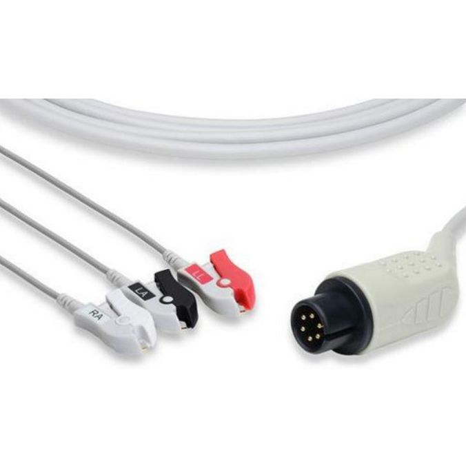 AAMI One Piece ECG Cable  3 Leads Pinch/Grabber