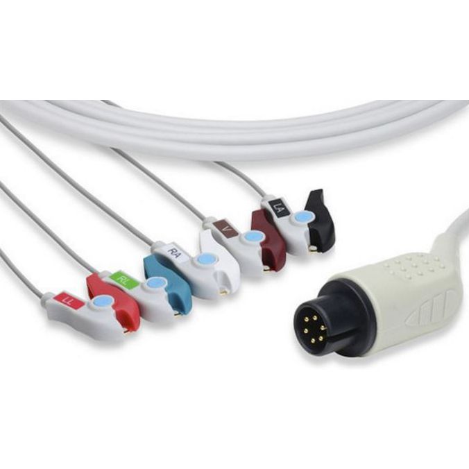 AAMI One Piece ECG Cable  5 Leads Pinch/Grabber
