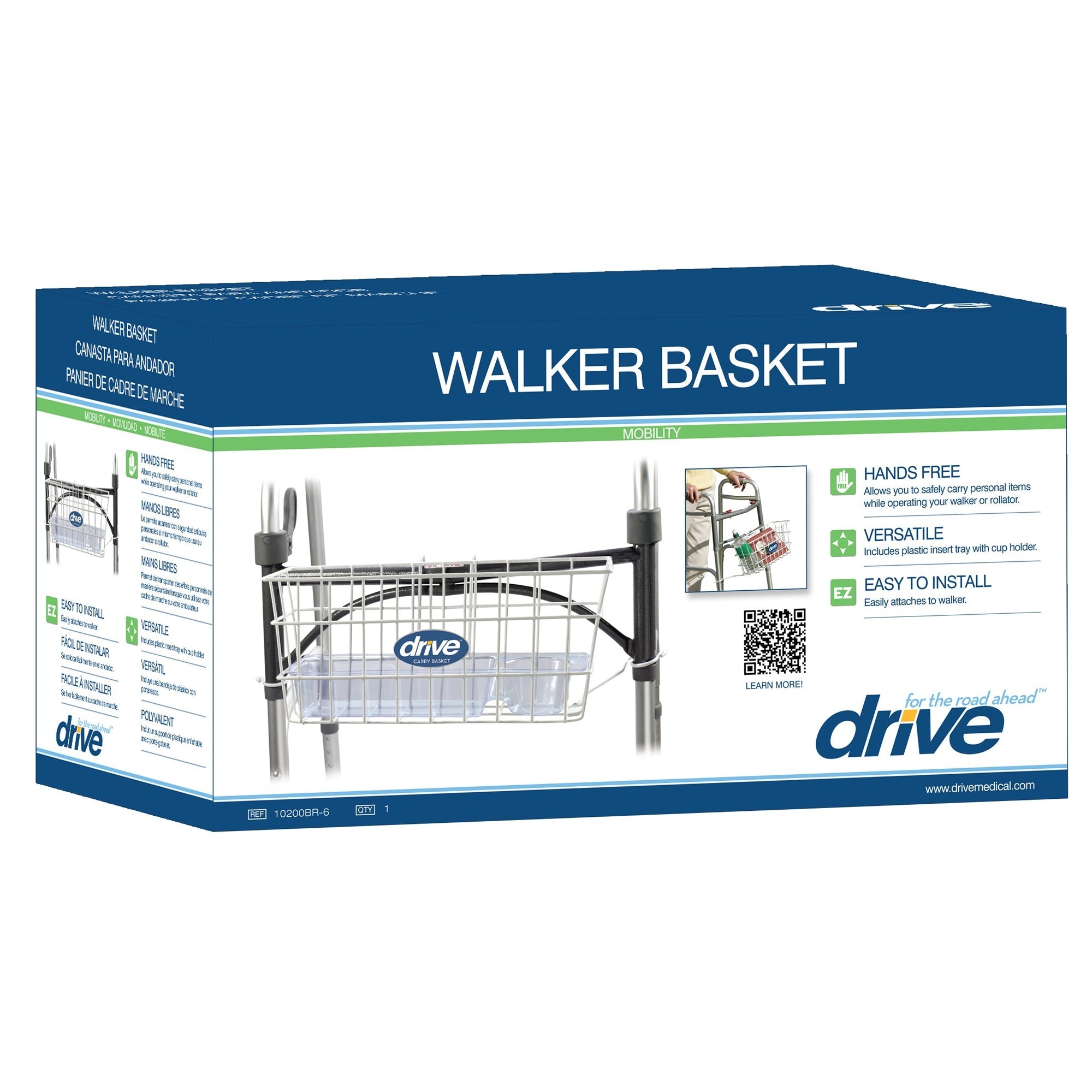 Drive DeVilbiss Healthcare drive Walker Basket, Aluminum, Plastic Insert Included 