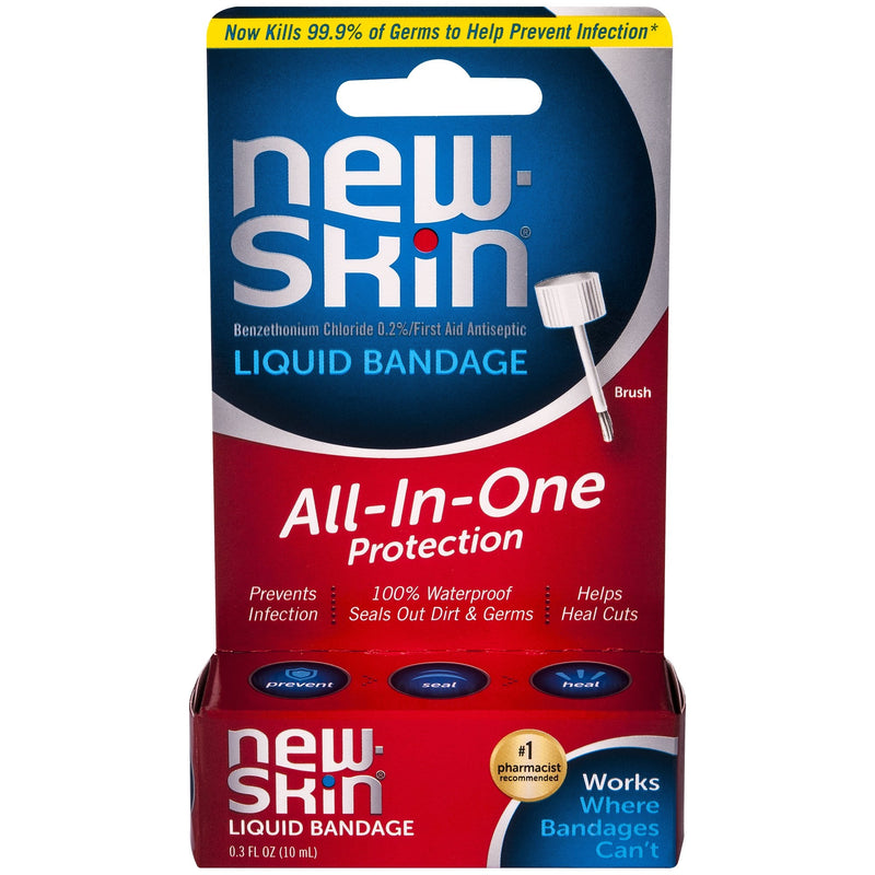 Emerson Healthcare new-skin Benzethonium Chloride 0.2% First Aid Antiseptic Liquid Bandage, 10 mL 