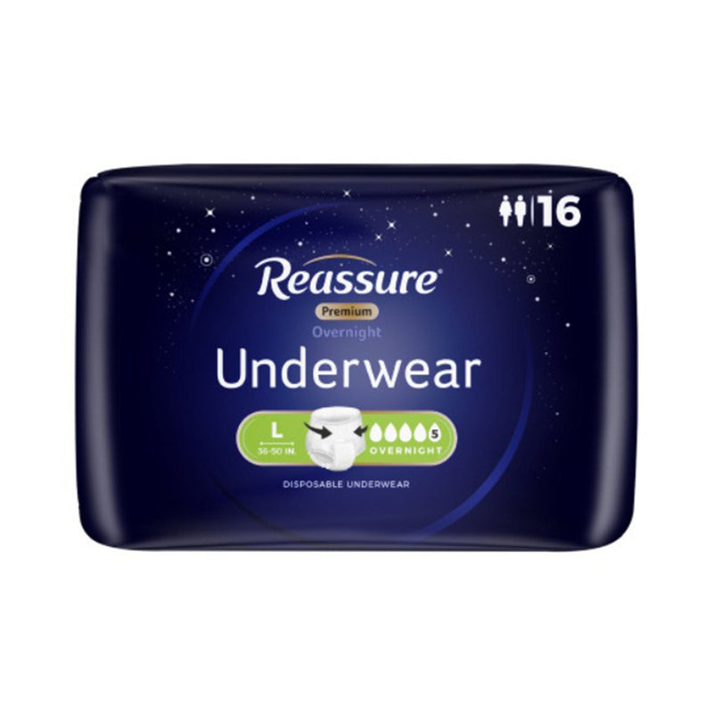 Reassure Premium Overnight Absorbent Underwear, Large (16/BG) 