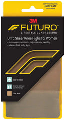 3M Futuro Lifestyle Compression Ultra Sheer Knee Highs for Women, Nude, Large (Box of 12 Pairs)