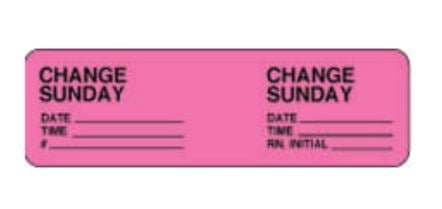Pre-Printed Label pdc Anesthesia Label Pink Permanent Paper Change Sunday Date_Time_Int_ Black Syringe Label 7/8 X 2-7/8 Inch (Roll of 1000)