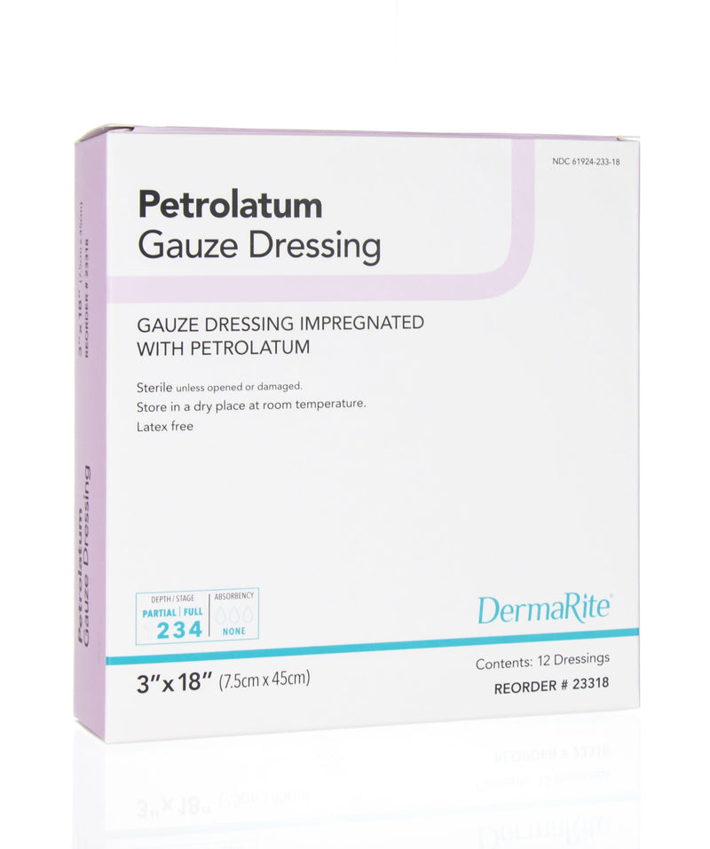 DermaRite Petrolatum Impregnated Dressing, 3 x 18 Inch (Box of 12)