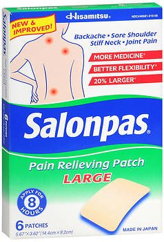 Salonpas Topical Pain Relief Camphor and Menthol Patches (Box of 6)