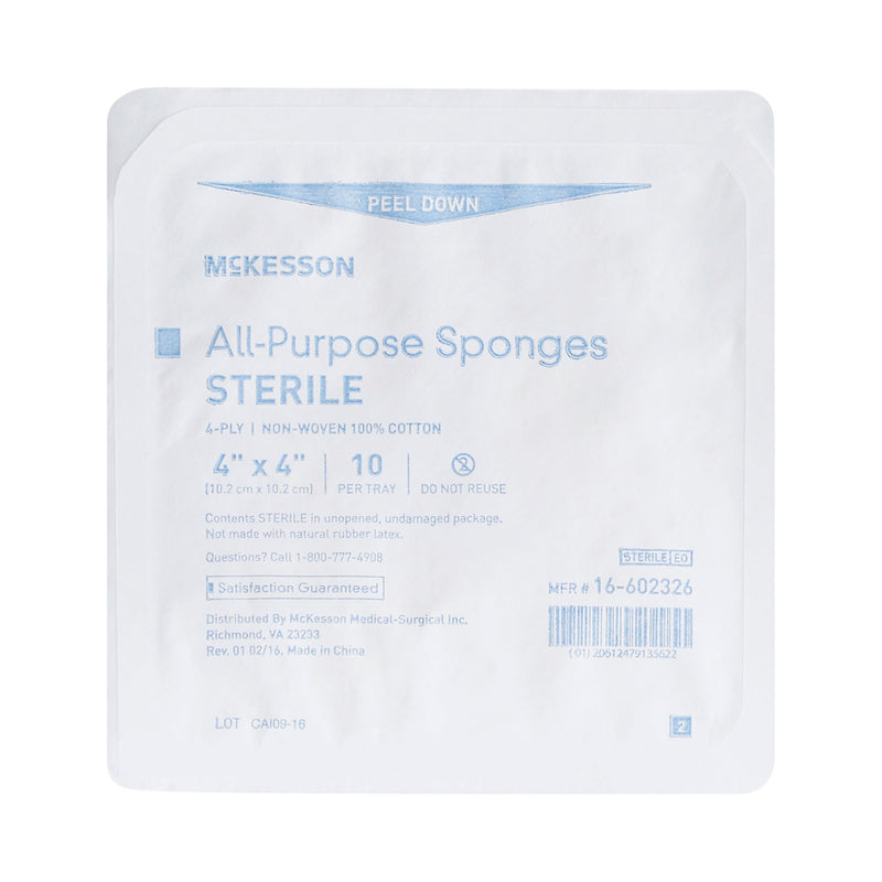 McKesson Sterile Nonwoven Sponge, 4 x 4 Inch, Four Ply (96/CS)