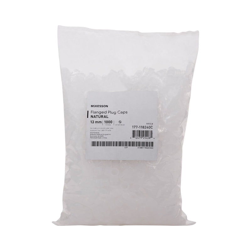 McKesson Flanged Plug Cap, Colorless, Polyethylene, for use with 13 mm Tubes (Case of 20000)