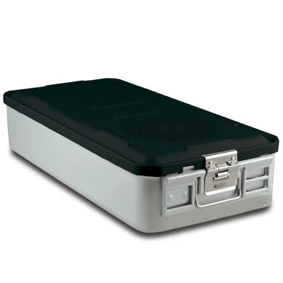 SklarLite Sterilization Container - Full-Size, Standard Lid, Non-Perforated Bottom, 23" x 11" x 5", Black - 10-4058 